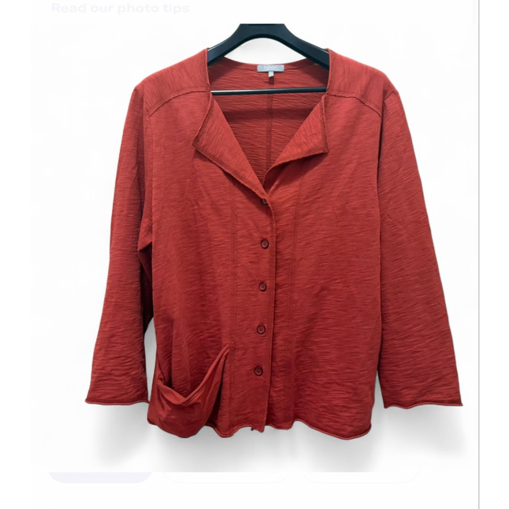 Habitat Red Cotton Button-Down Blouse Shirt XL One Pocket